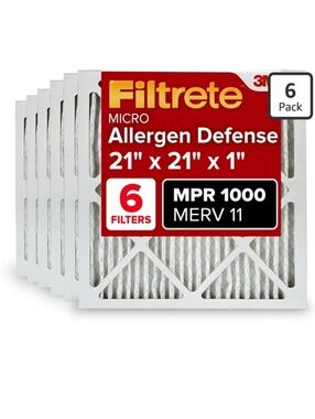 Filtrete 21x21x1 AC Furnace Air Filter, MERV 11, MPR 1000, Micro Allergen Defens